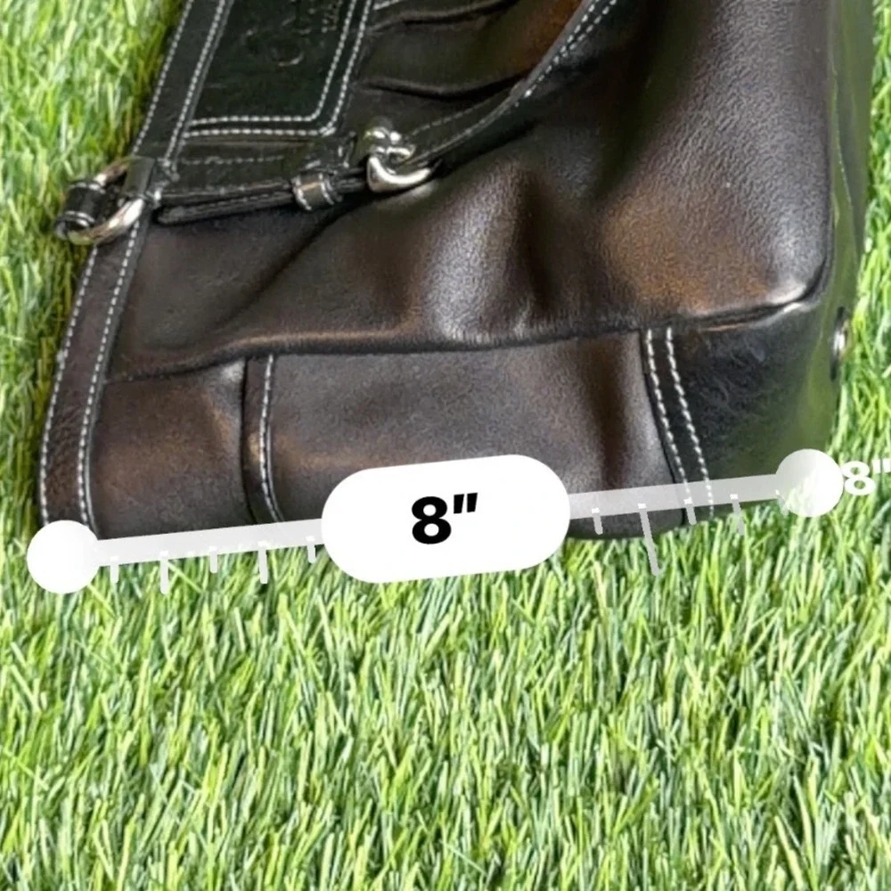 Coach Parker Pleated Tote Black Leather Shoulder Bag F13759 - Picture 8 of 9